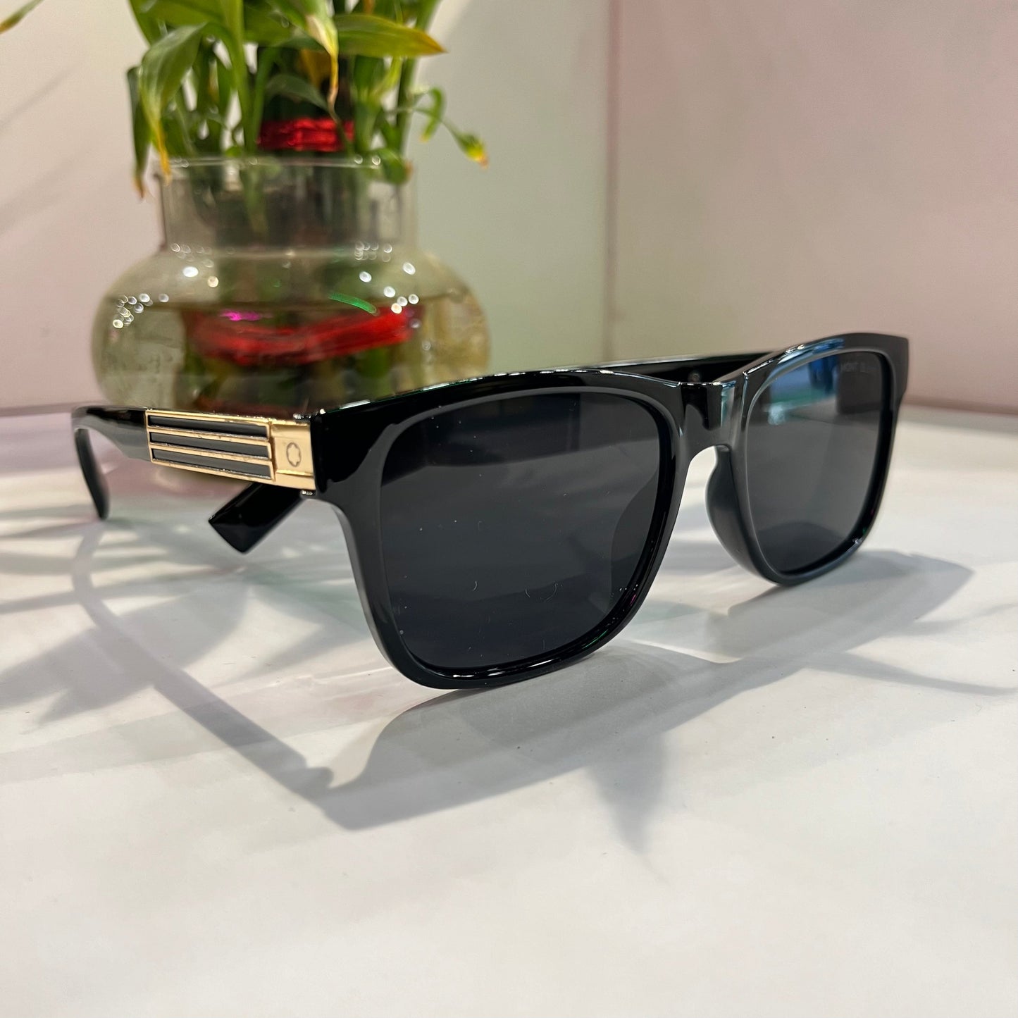 Nom Glossy Black Frame Black Shade Heavy Quality Sunglass MB0245618138 