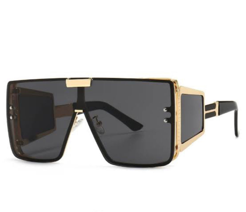 RUB Golden Frame Black Shade Unisex Sunglass 50662 56 18-140