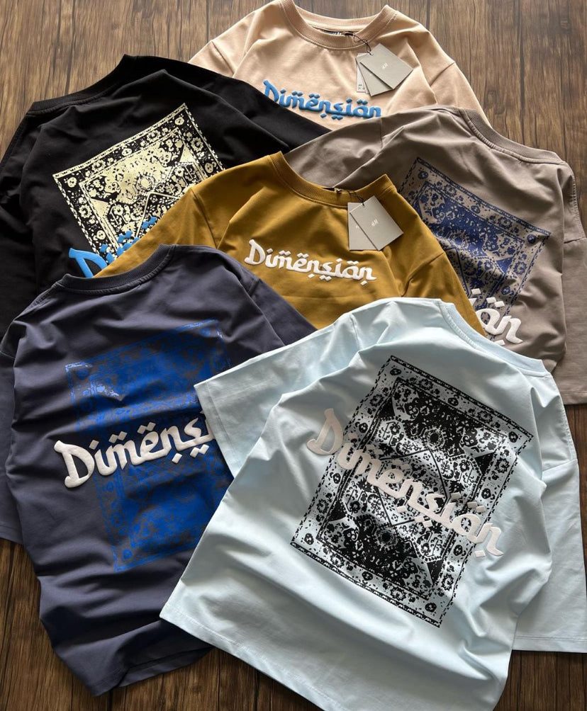 M&H Tshirt Dimension Grey Blue Colour Drop Shoulder H1001