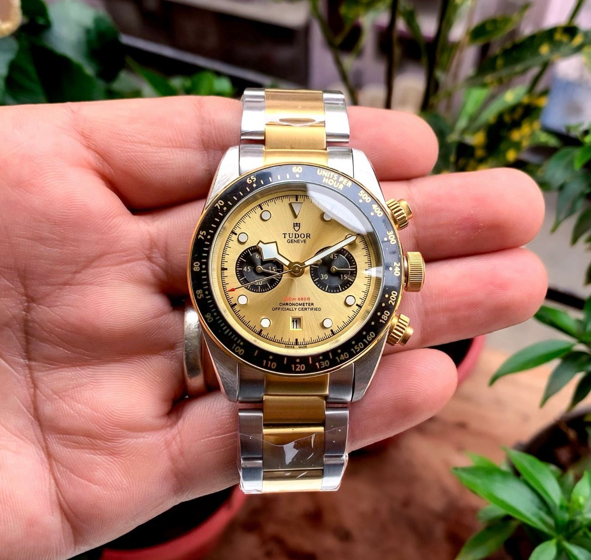 DUT Sliver Gold Chain Golden Black Dial Premium Quality Automatic Men’s Watch 990238