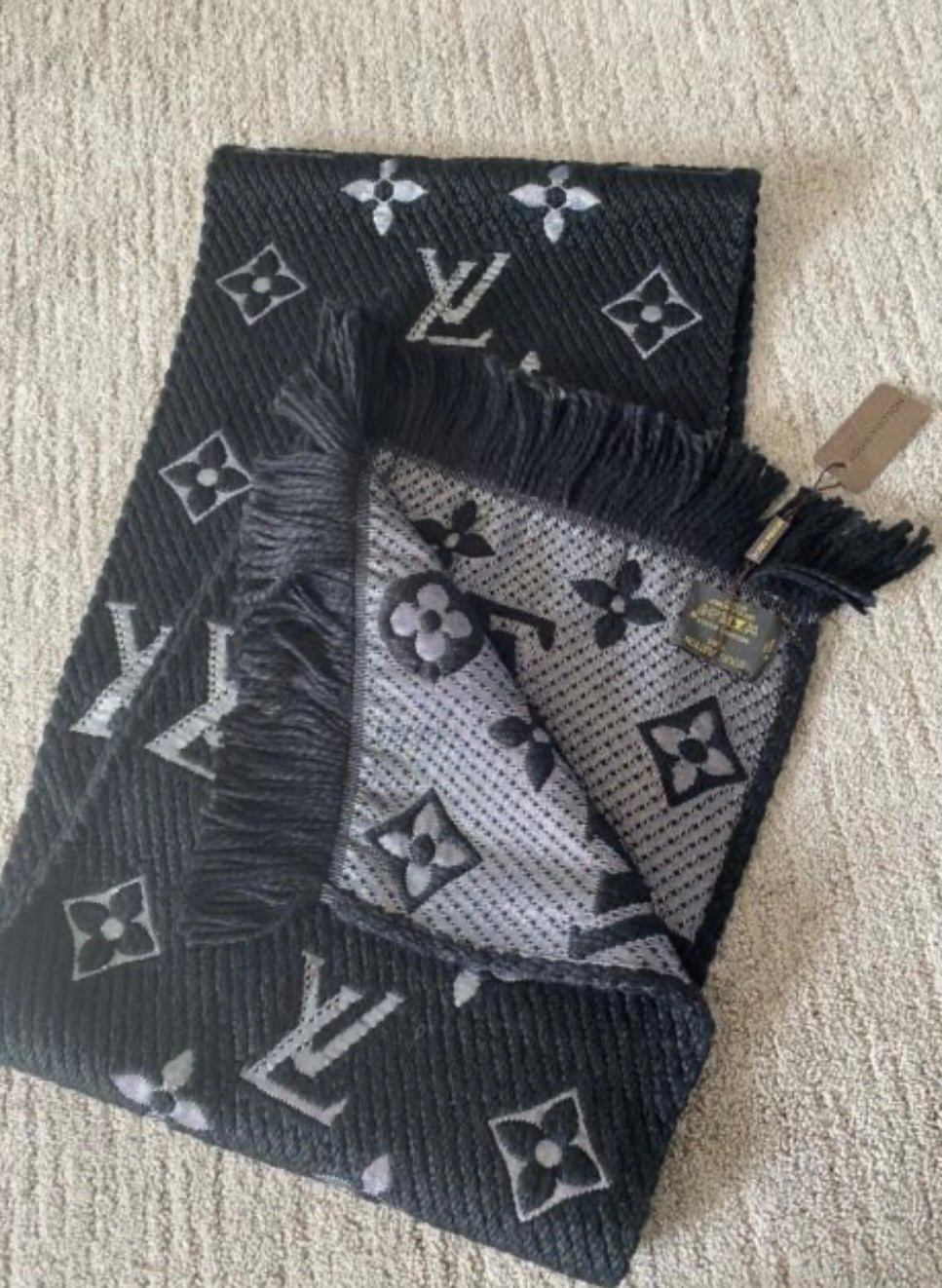 UOL LOU Black Silver Colour Double Side Heavy Quality Unisex Scarf 987233