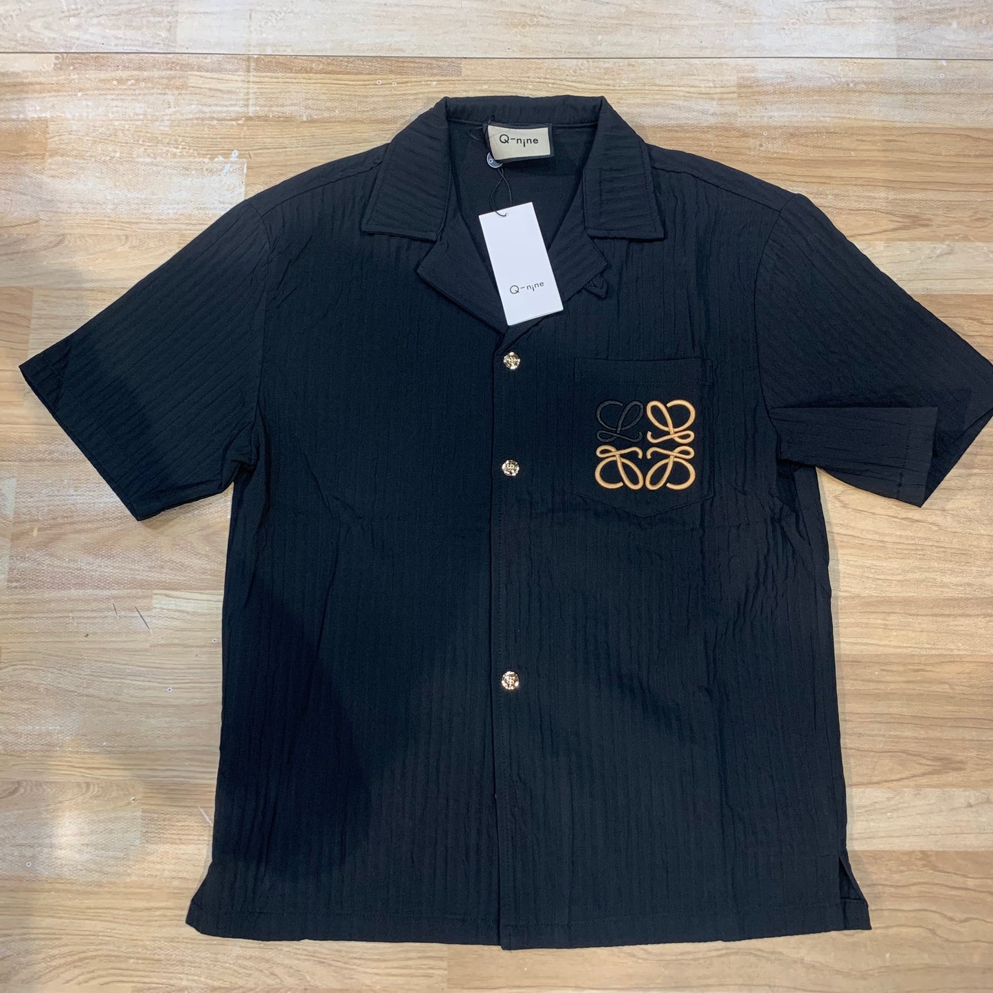 Q-Nine EOL LOE Black Colour Imported Fabric Premium Quality Half Sleeve Shirt 6069