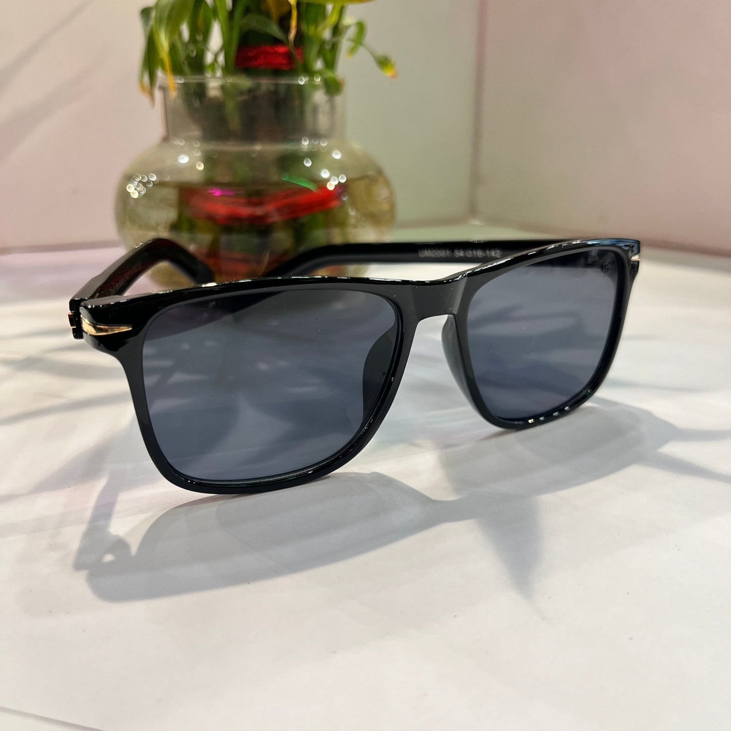 Vad Glossy Black Frame Black Shade Heavy Quality Sunglass UM20015416142 