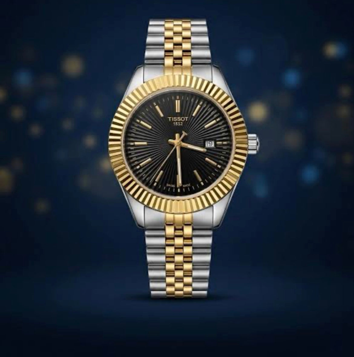 SIT TIS Black Colour Double Tone Chain Date Working Mens Watch 990621