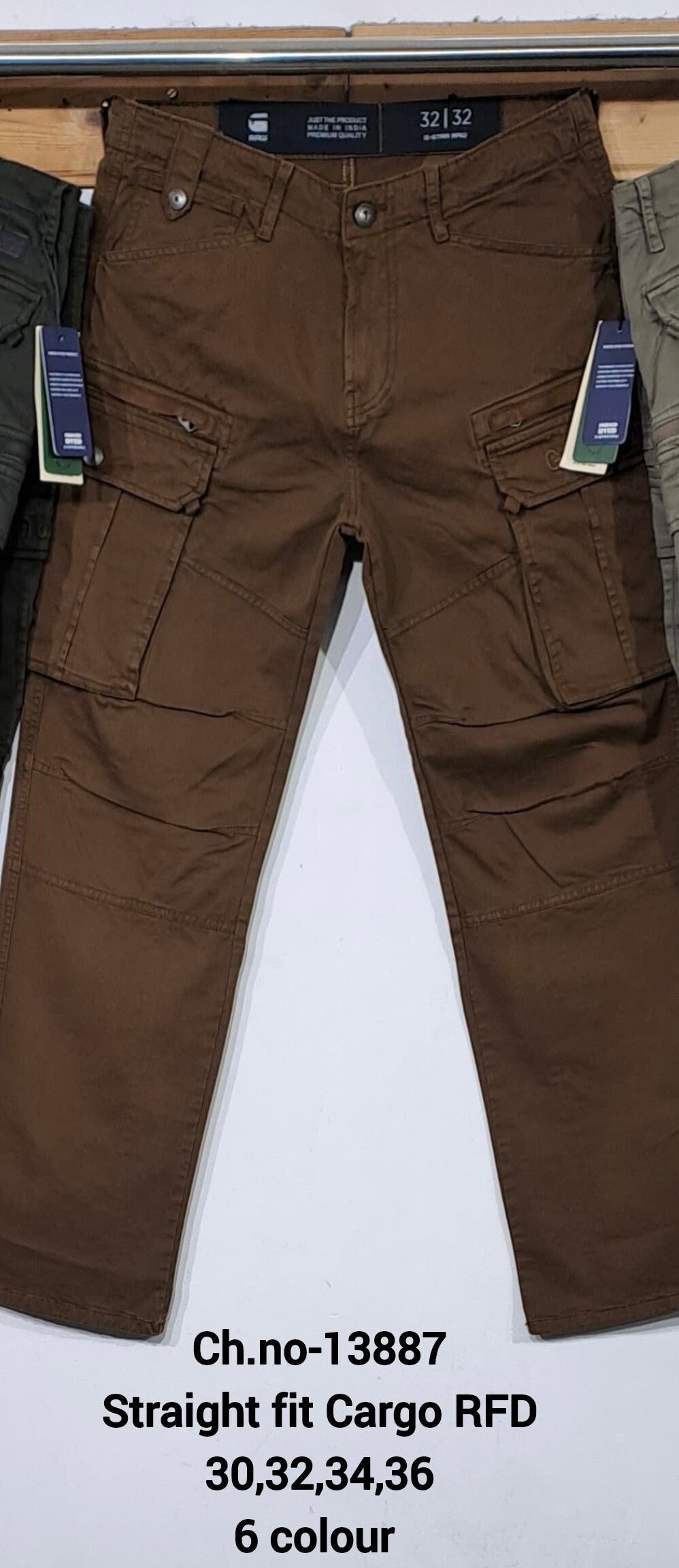 WAR RAW G Star Brown Colour 6 Pocket Premium Quality Straight Fit Men’s Cargo KFN5531