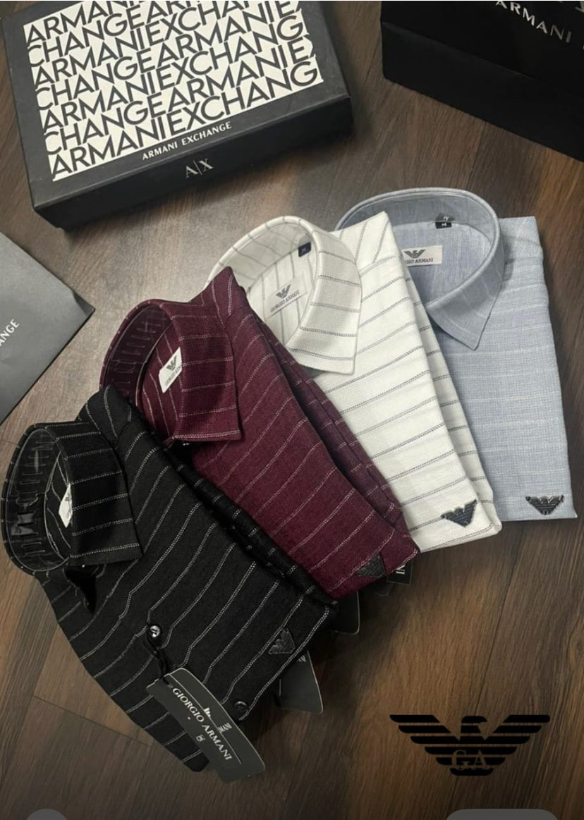 Maroon Colour White Line Stripe Shirt MRA Full Sleave 71432