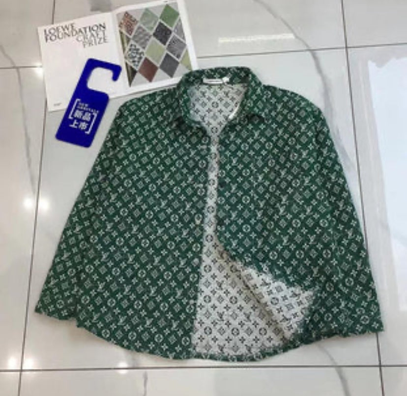 Happy Sweety VL UOL Green Colour with VL Print Full Sleeve Shacket Shirt 9013
