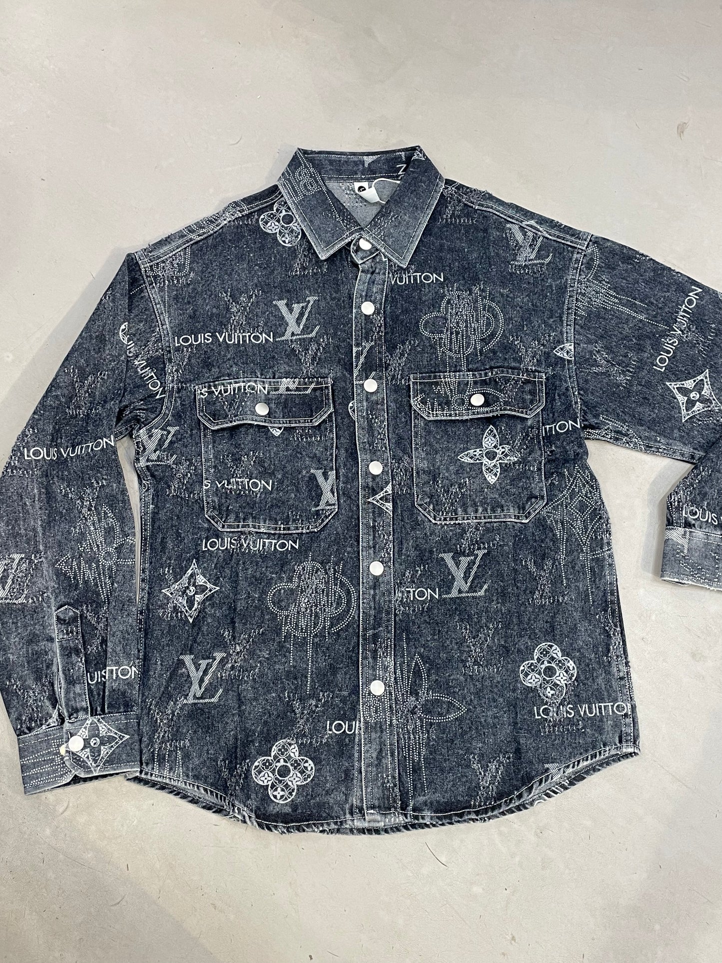 UOL Qikanu L Size Denim Dark Blue Rugged Full Sleeve Shacket 6915