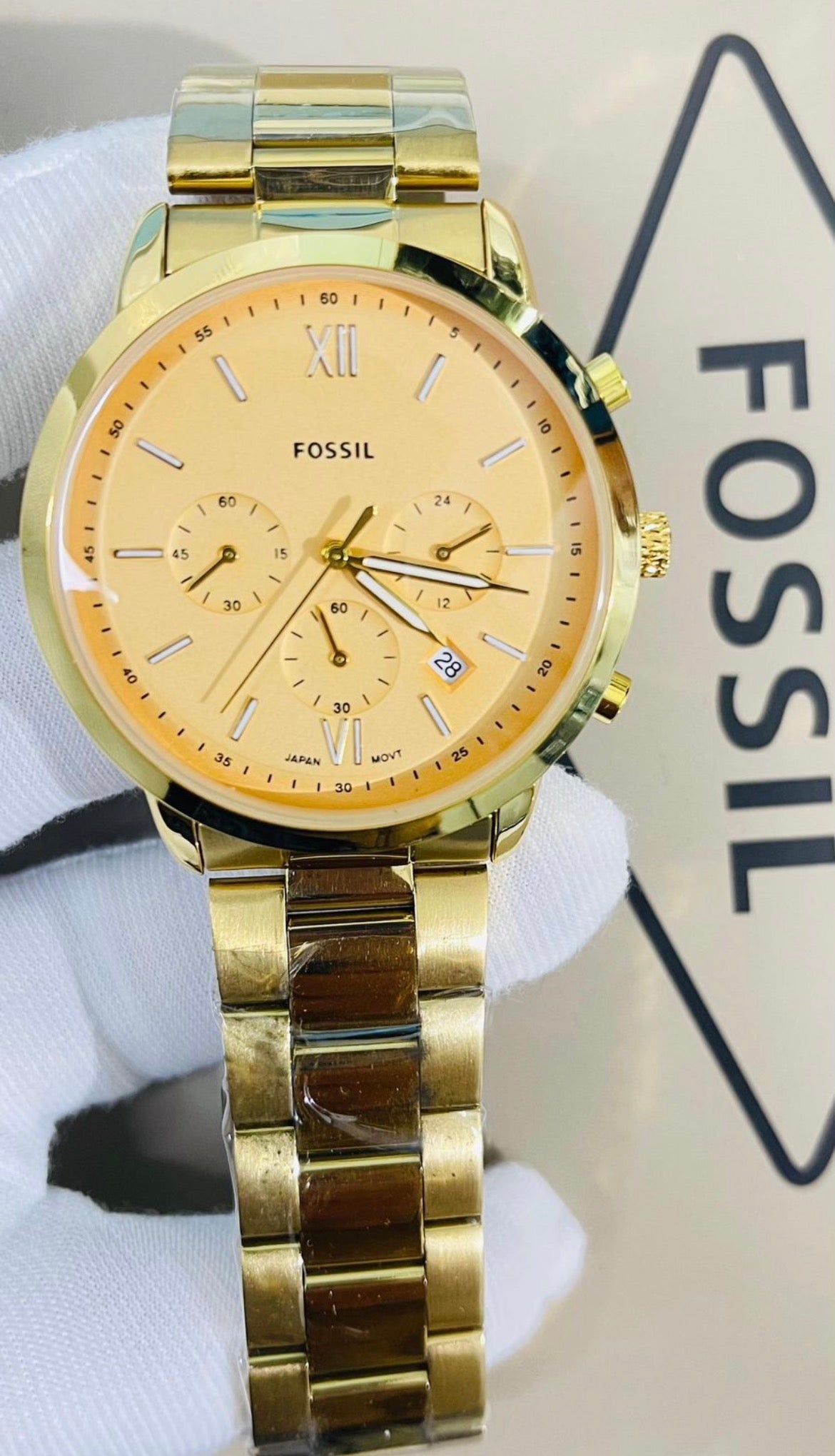 Sof Golden Chain Golden Dial Chronograph Working Men Watch 990033
