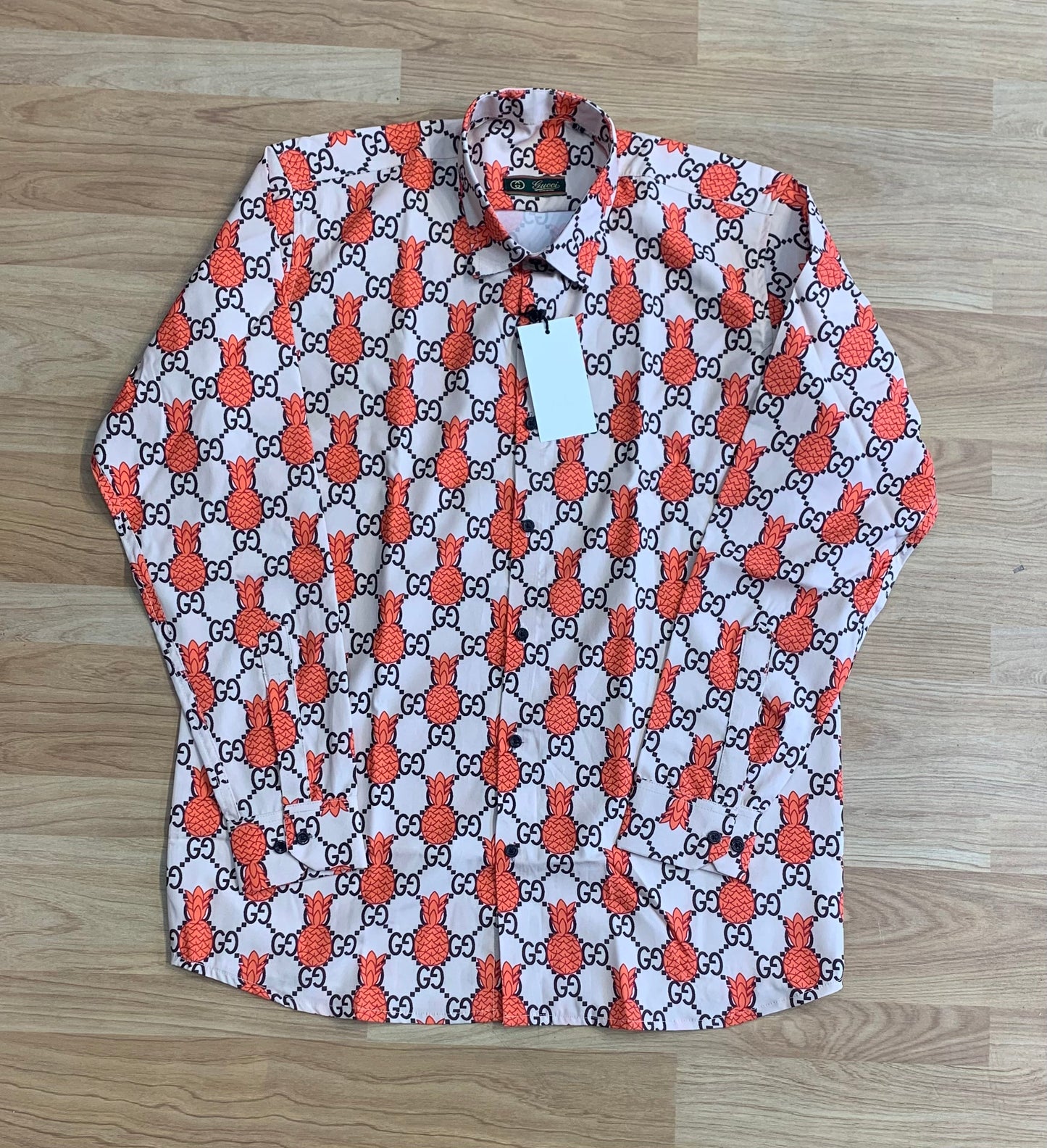 CUG Beige Colour with Orange Pineapple Print Premium Quality Printed Shirt 95102
