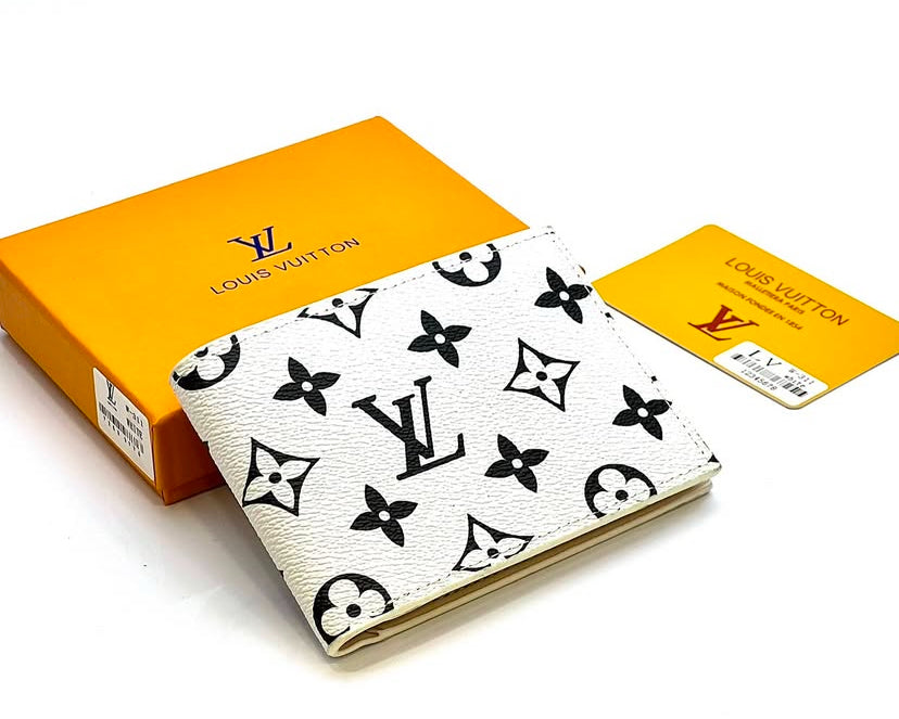 UOL VL Branded Luxury Italian Leather Men Wallet Model White Flower 60223006
