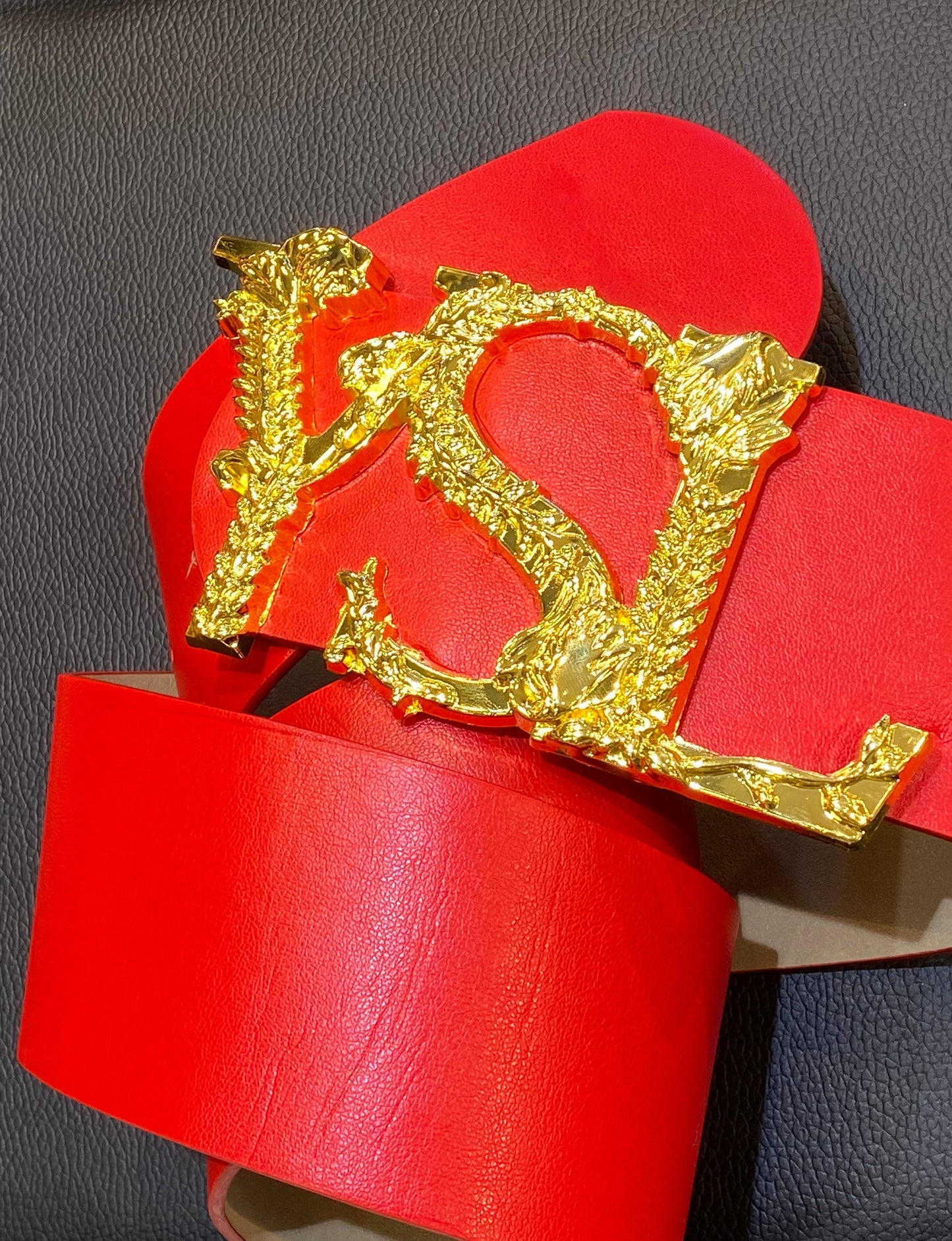 LSY Gold Buckle Red Belt 987116