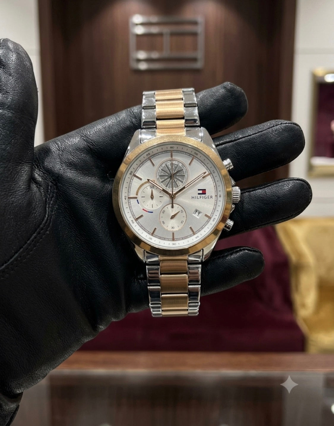 MOT TOM Silver Copper Chain White Dial Chrono Men’s Watch 991403