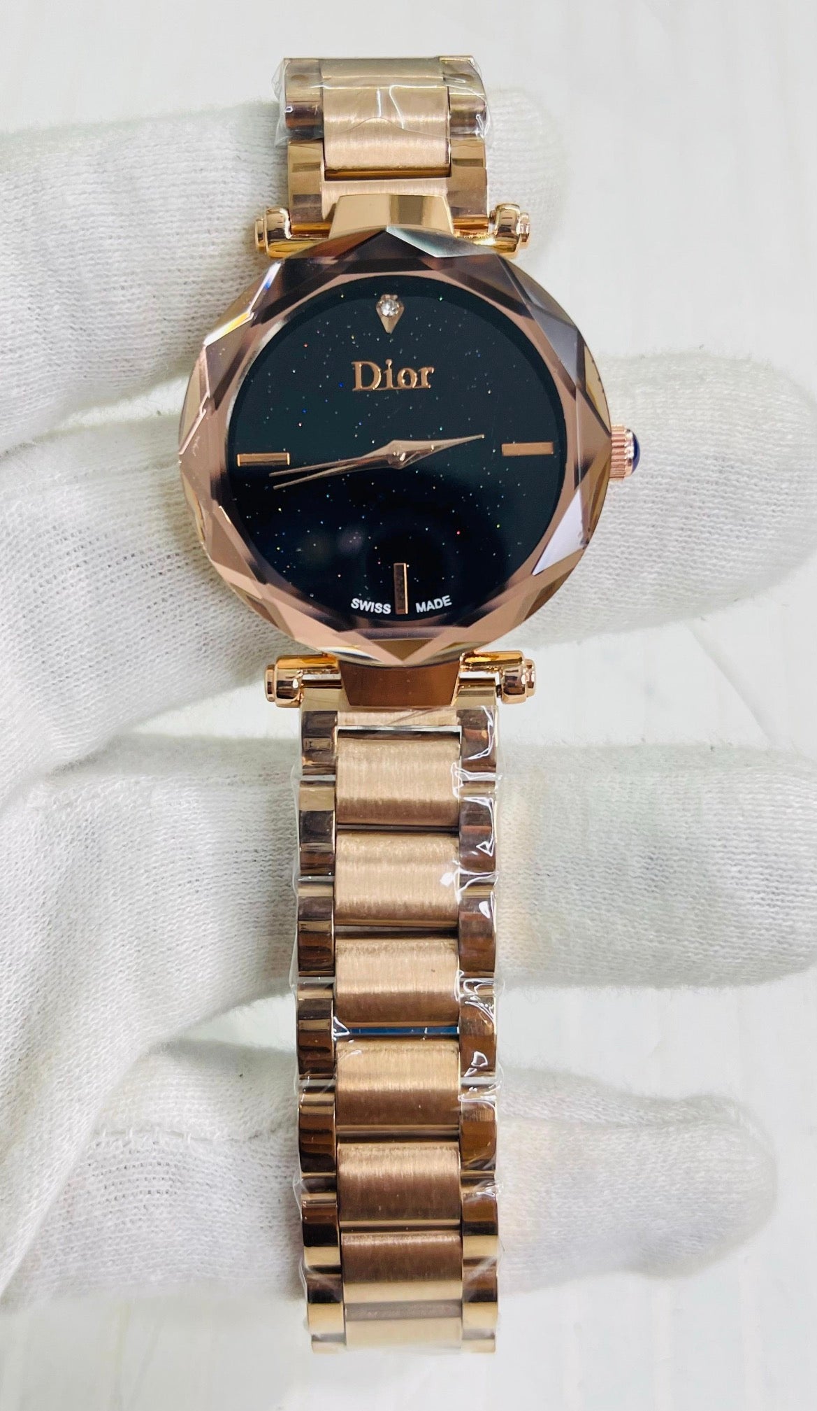 Oid Copper Chain Glittery Black Dial Ladies watch 400334