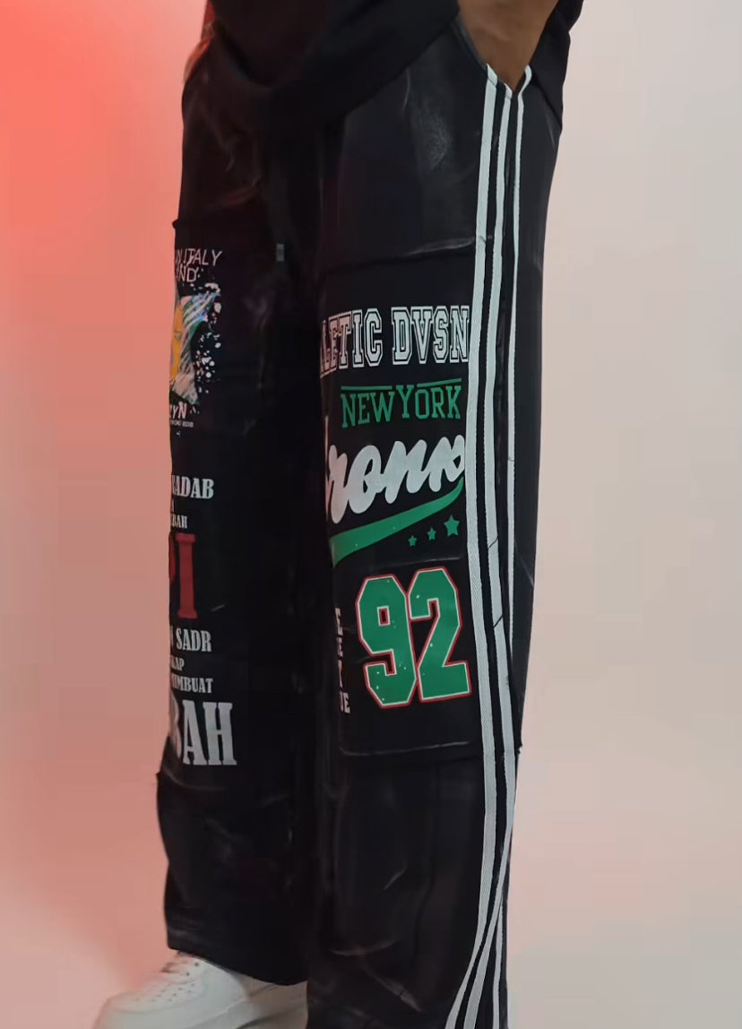 MARTHA YOKA Faded Black ATHLETIC DVSN NEW YORK 92 Print Premium Quality Imported Baggy Fit Lower 83500