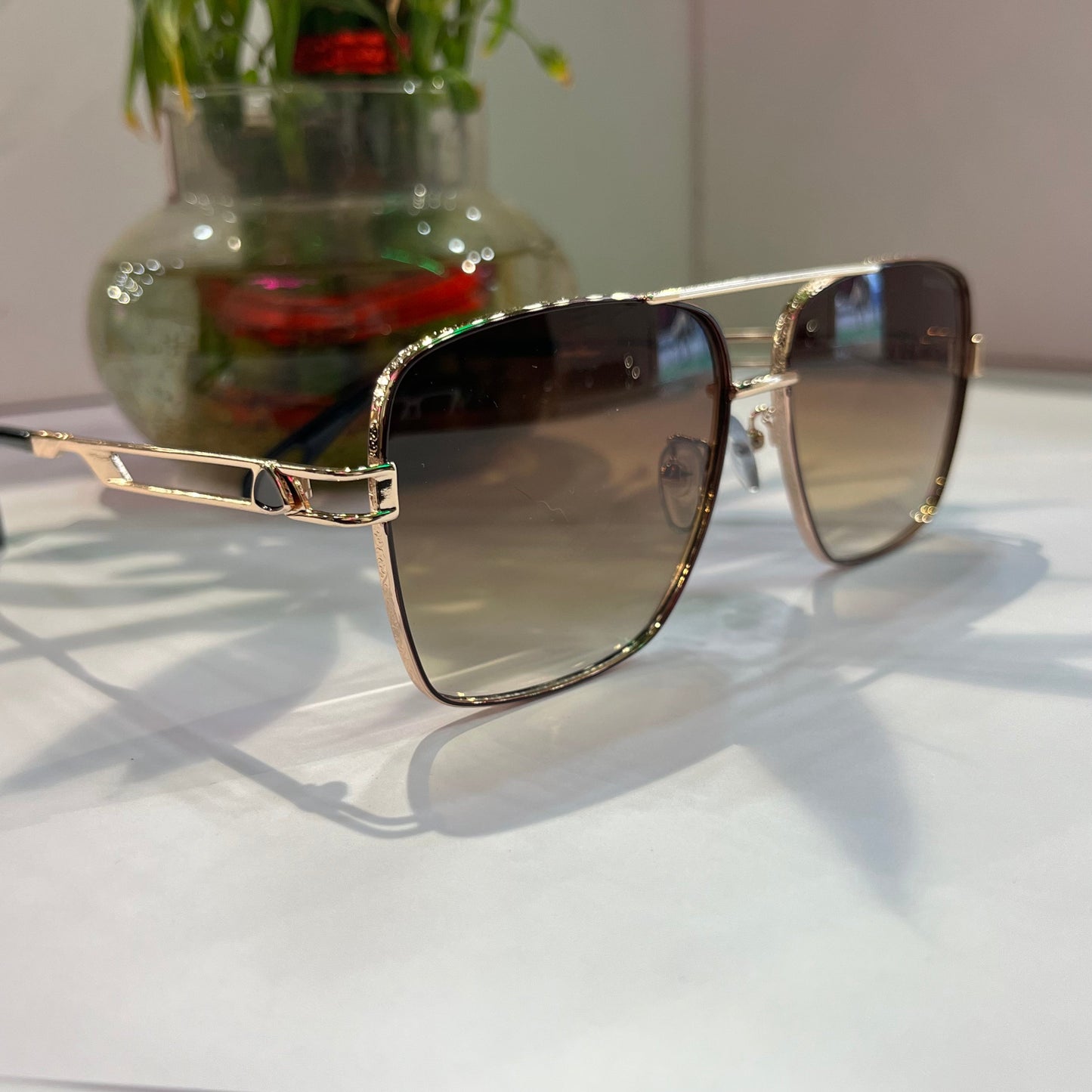 Yam Gold Frame Brown Shade Heavy Quality Sunglass SUN001