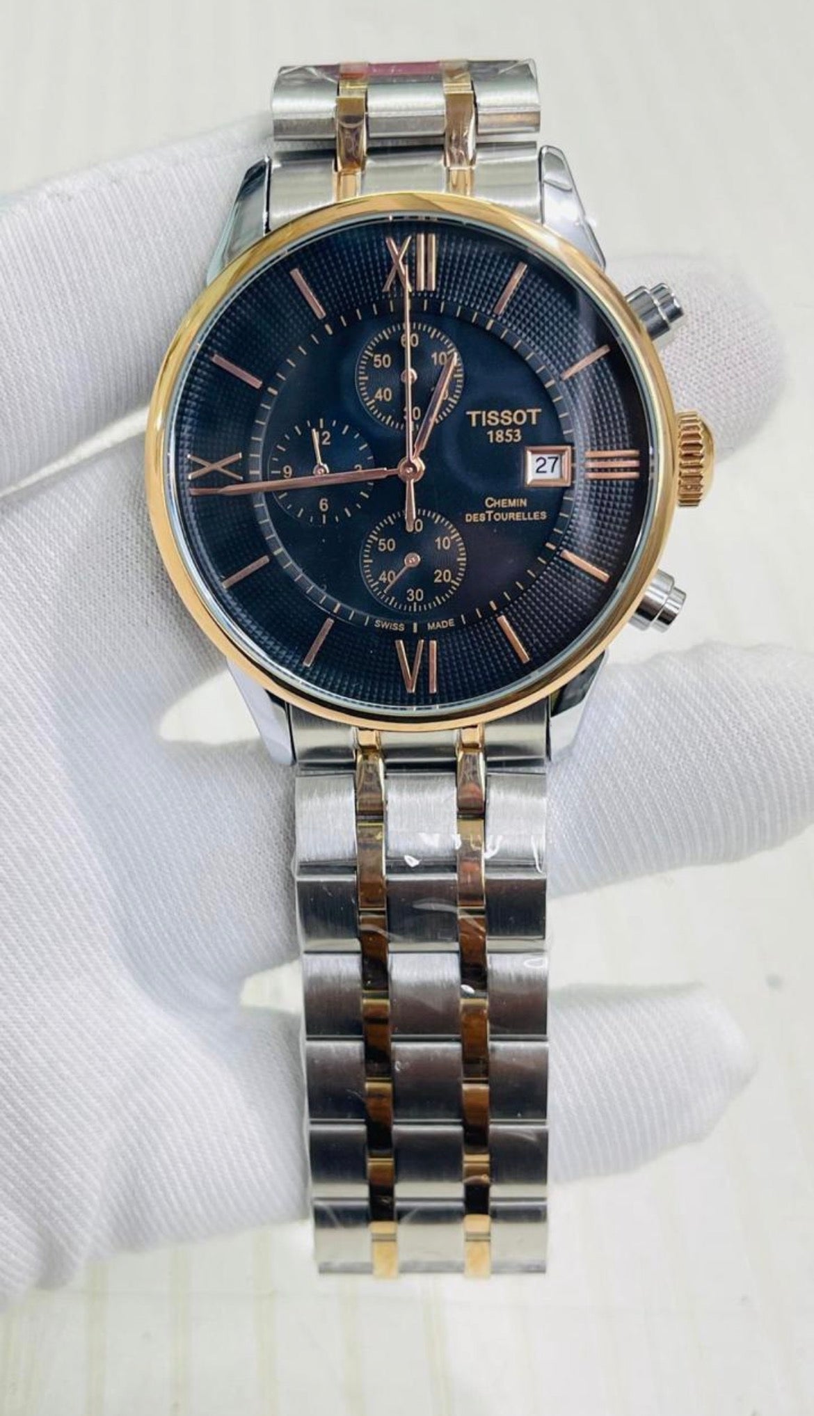 Sit Silver Copper Chain Black Copper Dial Chrono Working Men’s Watch 989980