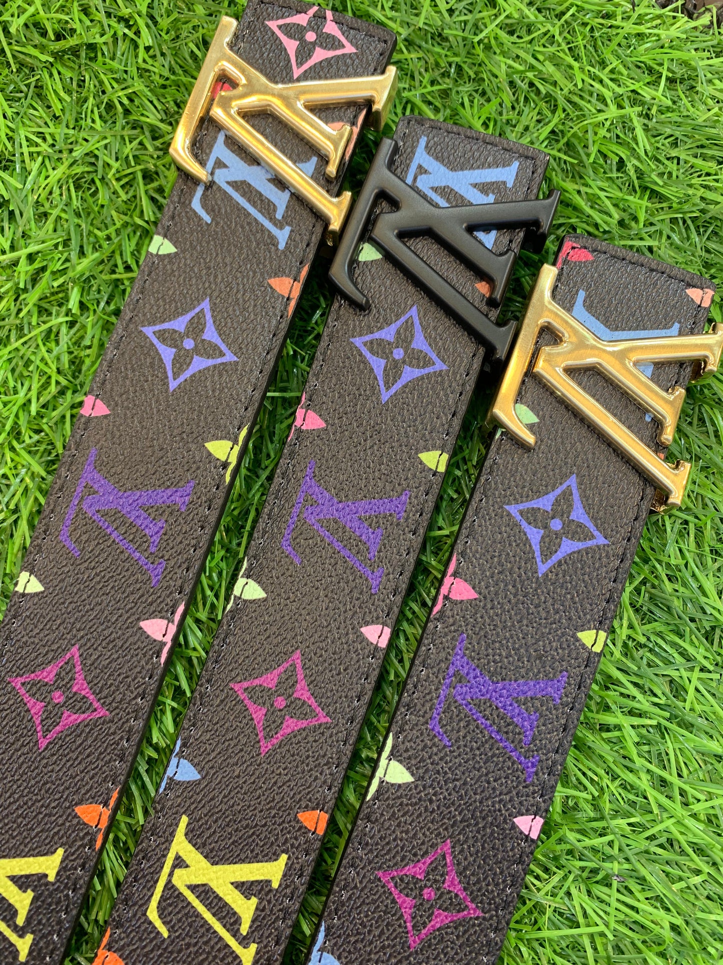 Vl UOL Black Colour Monogram Print Premium Quality Metal Buckle Men’s Belt 112315