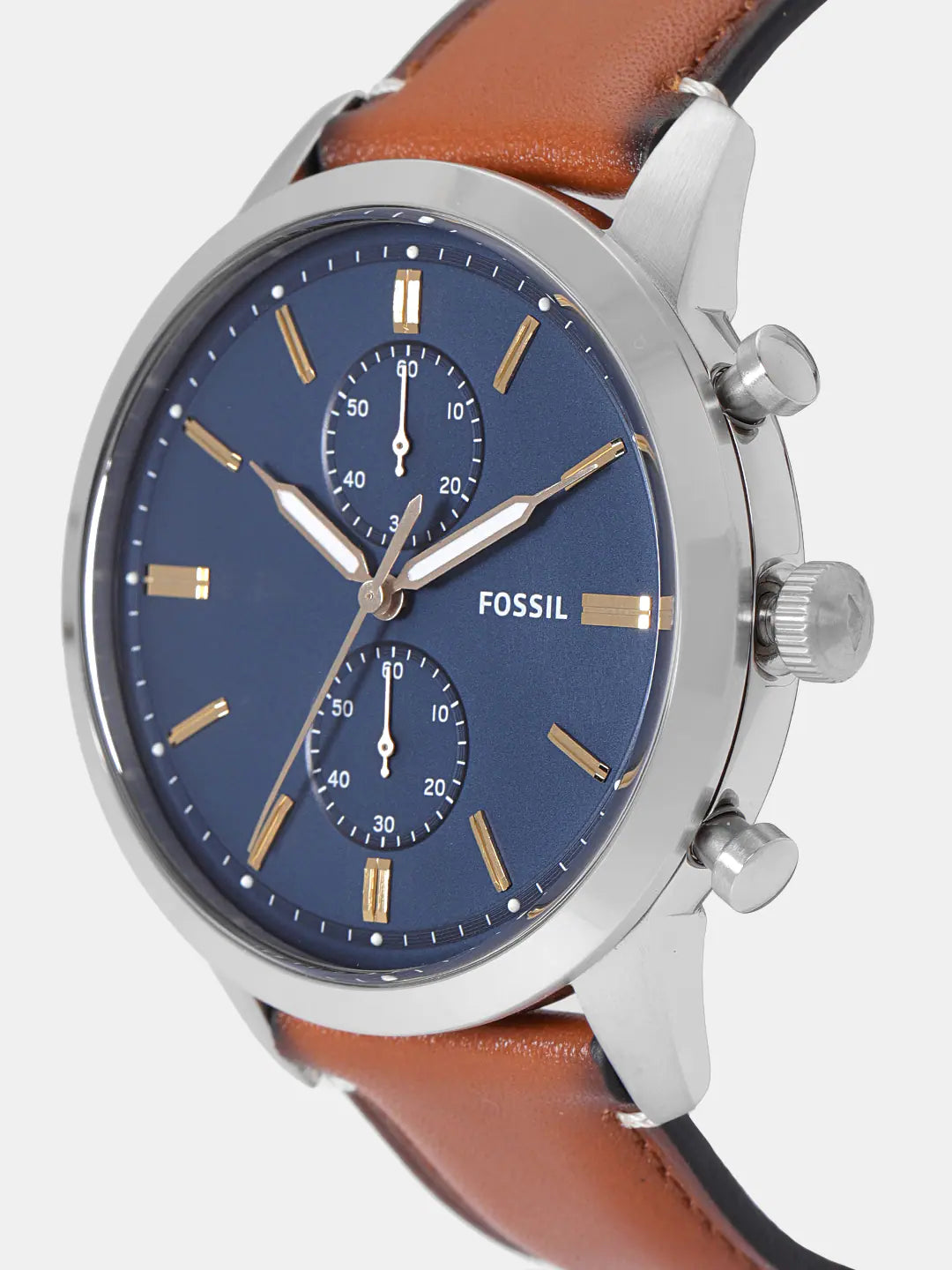 Sof Tan strap Blue Dial chronograph Man Watch