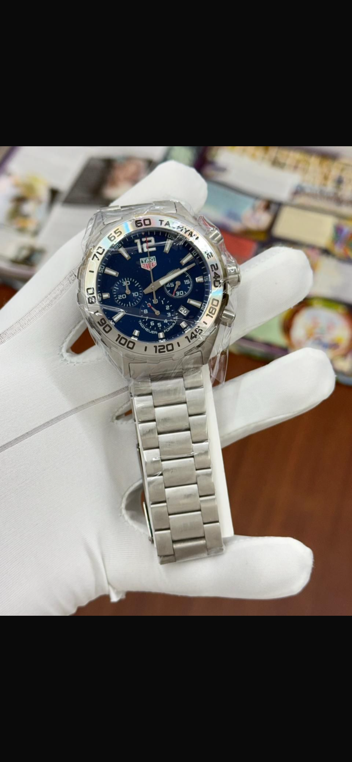 GAT Silver Chain With Blue Dial Mens Premium Watch 990507