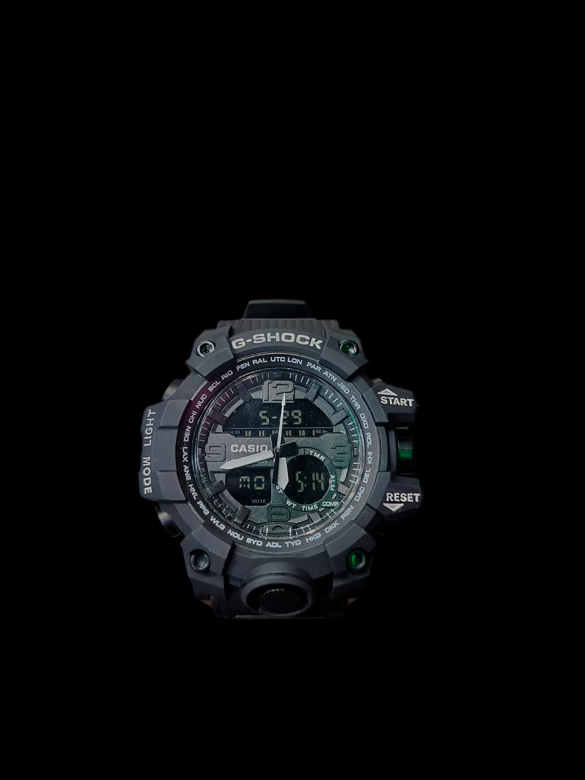 Oshg Black Strap Black Dail Water Resistance Sports Watch 402108