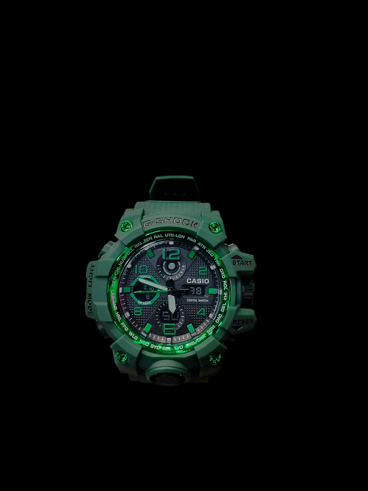 Oshg Green Strap Green Dail Water Resistance Sports Watch 402109