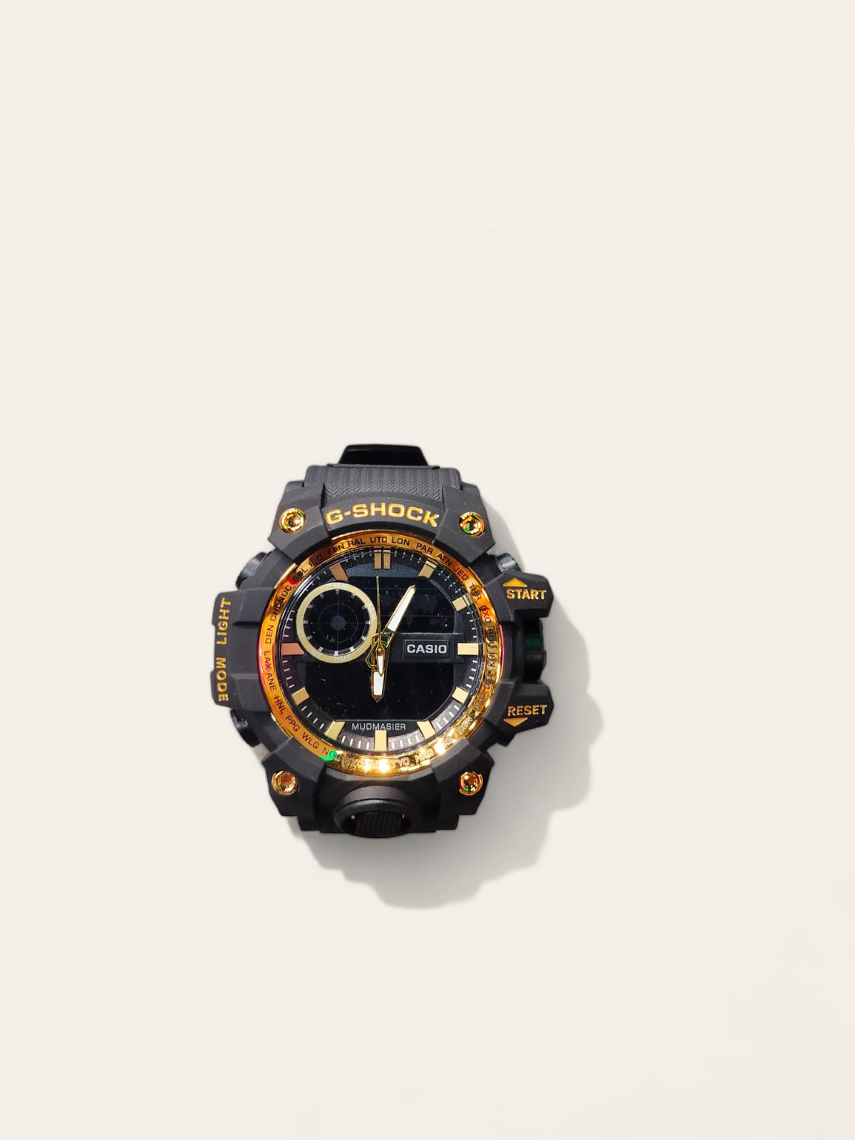 Oshg Black Strap Gold Dail Water Resistance Sports Watch 402120