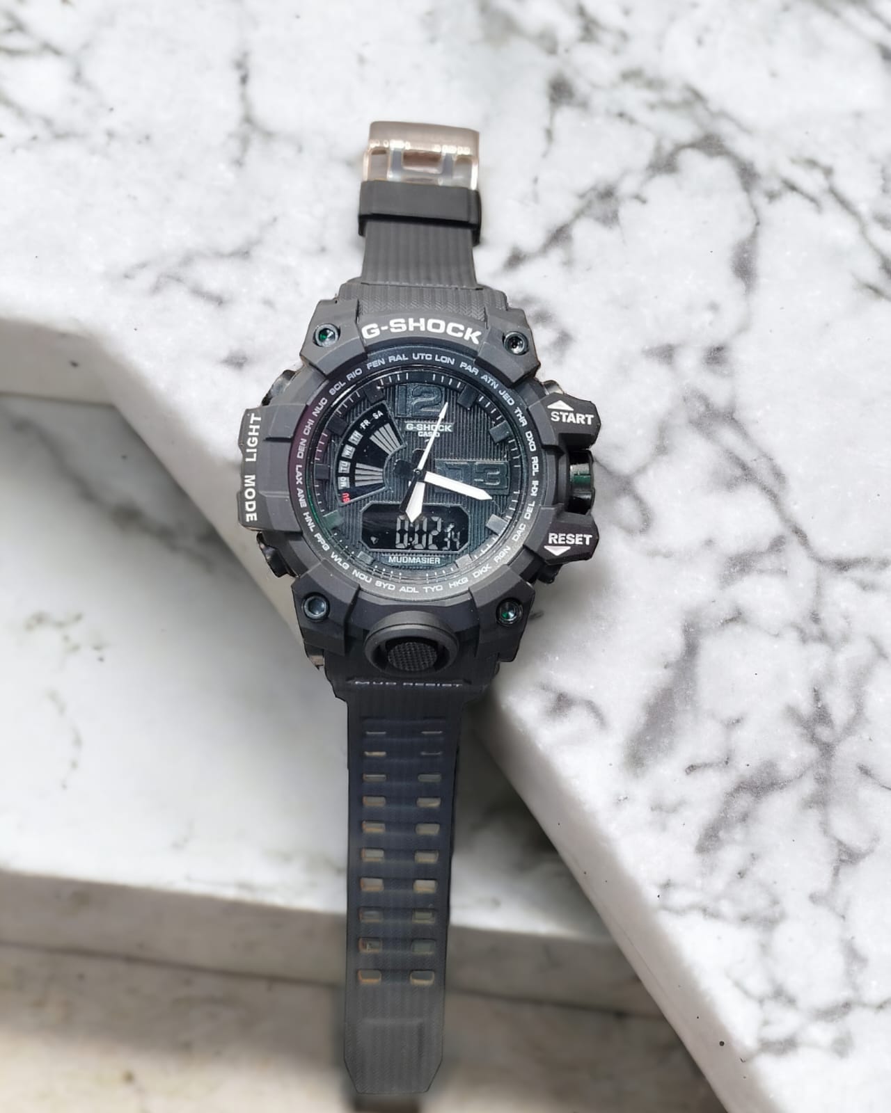 Oshg Black Strap Black Dail Water Resistance Sports Watch 402118