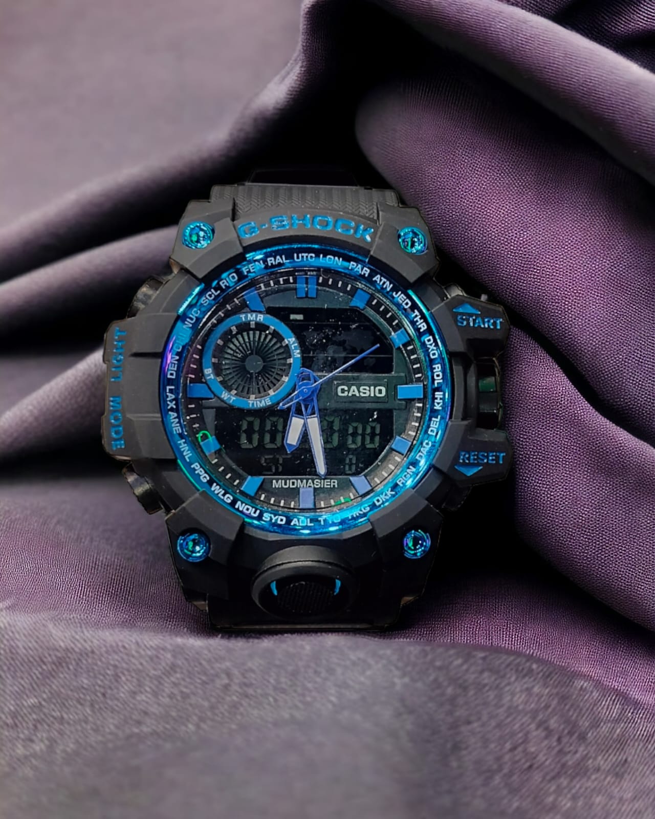 Oshg Black Strap Blue Dail Water Resistance Sports Watch 402121