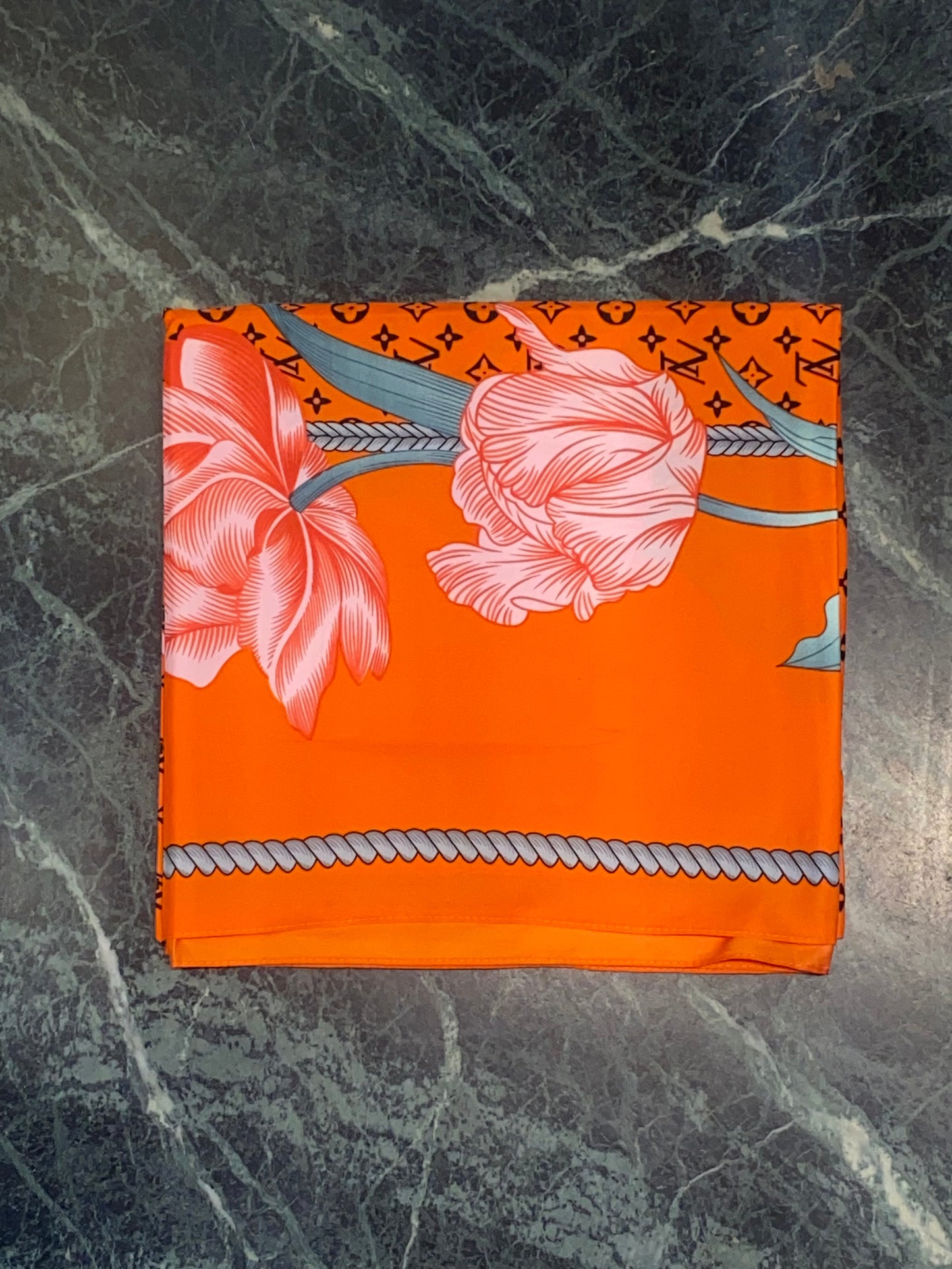 Uol Lou Orange Black Colour square Shape Unisex Scarf 987187
