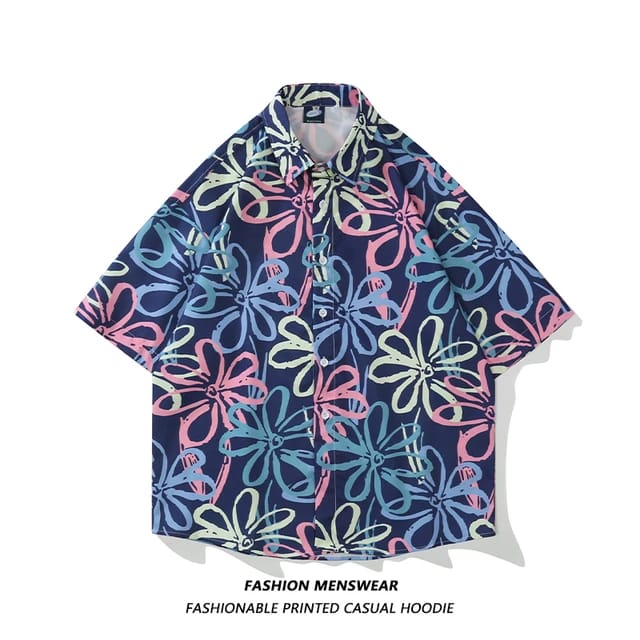 Geesas Multiple Colour Multiple Flower Print Premium Quality Half Sleeve Shirt CT64