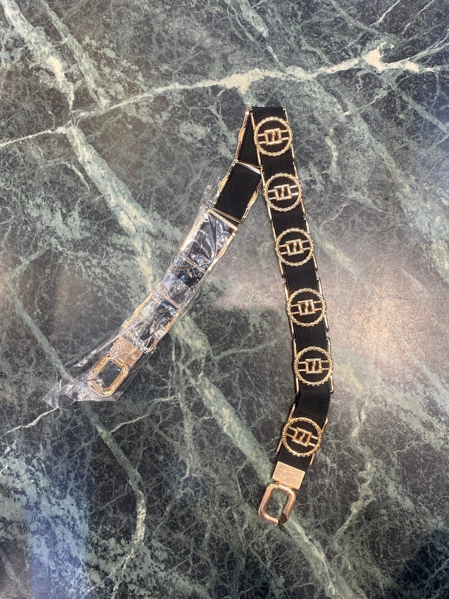 NEF FEN Gold Buckle Black Strep Girls Belt 987266