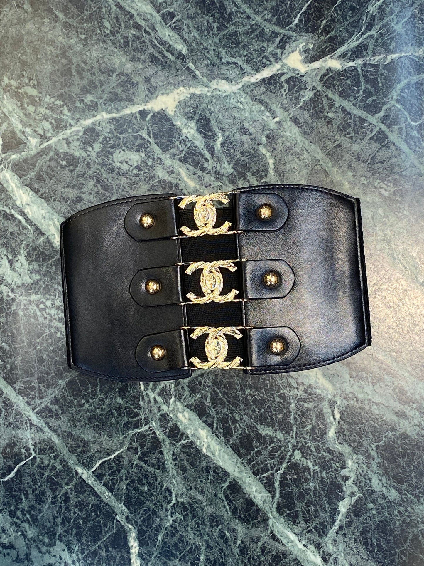 AHC CHA Women Leather Gold Black Colour Corset Belt 987273