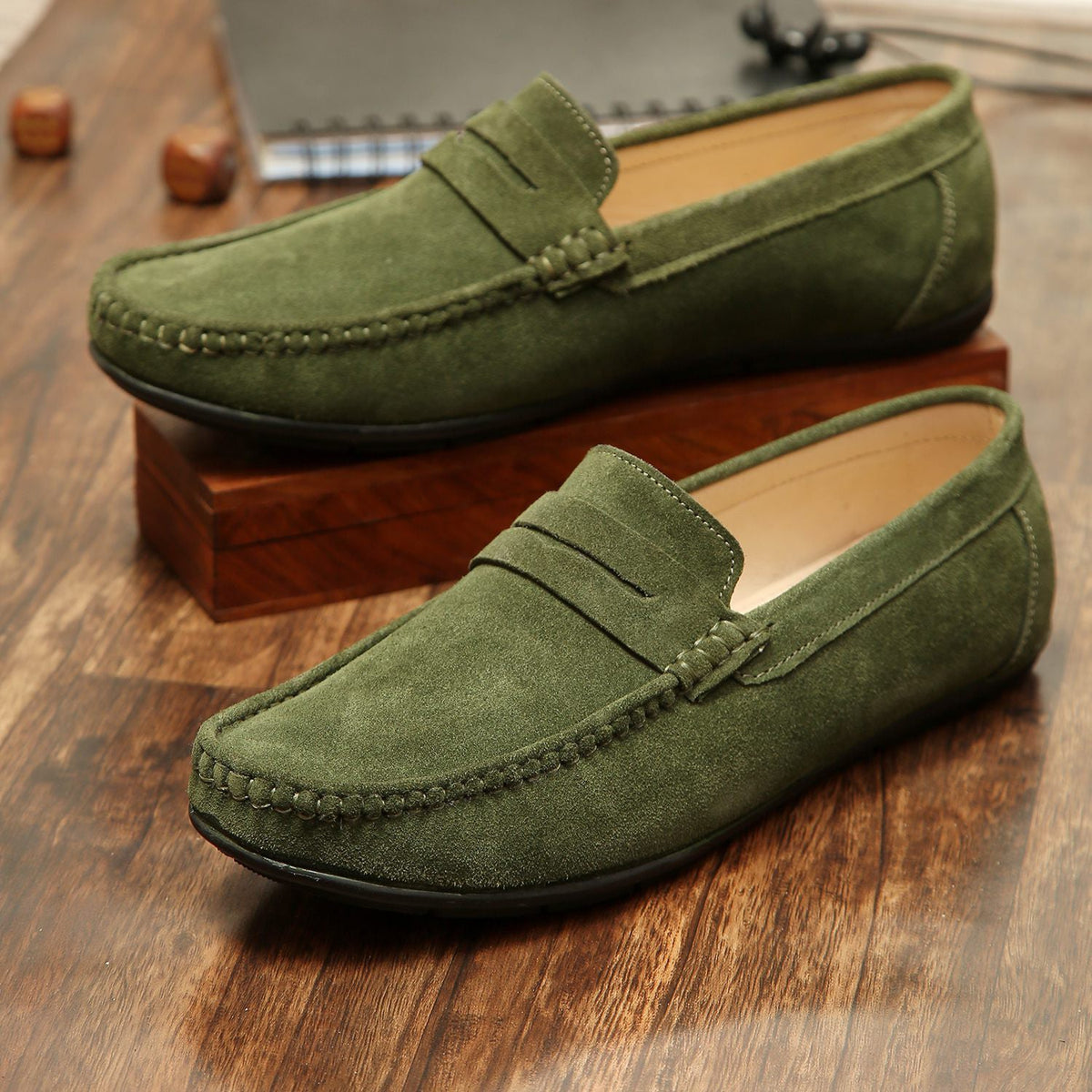 RAZ Green Suede Leather Colour Loafer 712