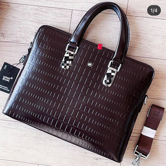 NOM MON Coffee Brown Colour With Multiple Zipper Laptop Bag 8174-1
