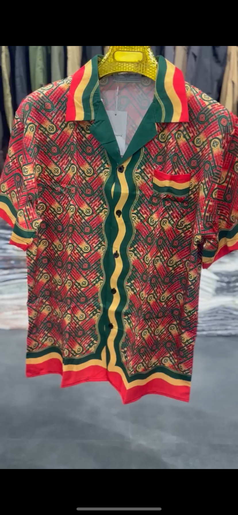 SAC Red Green Colour With Monogram Print Premium Quality Half Sleeve Shirt 65093