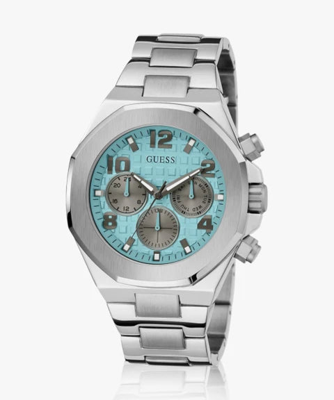 Eug Silver Chain Teal Blue Dial Premium Quality Men Watch 989831