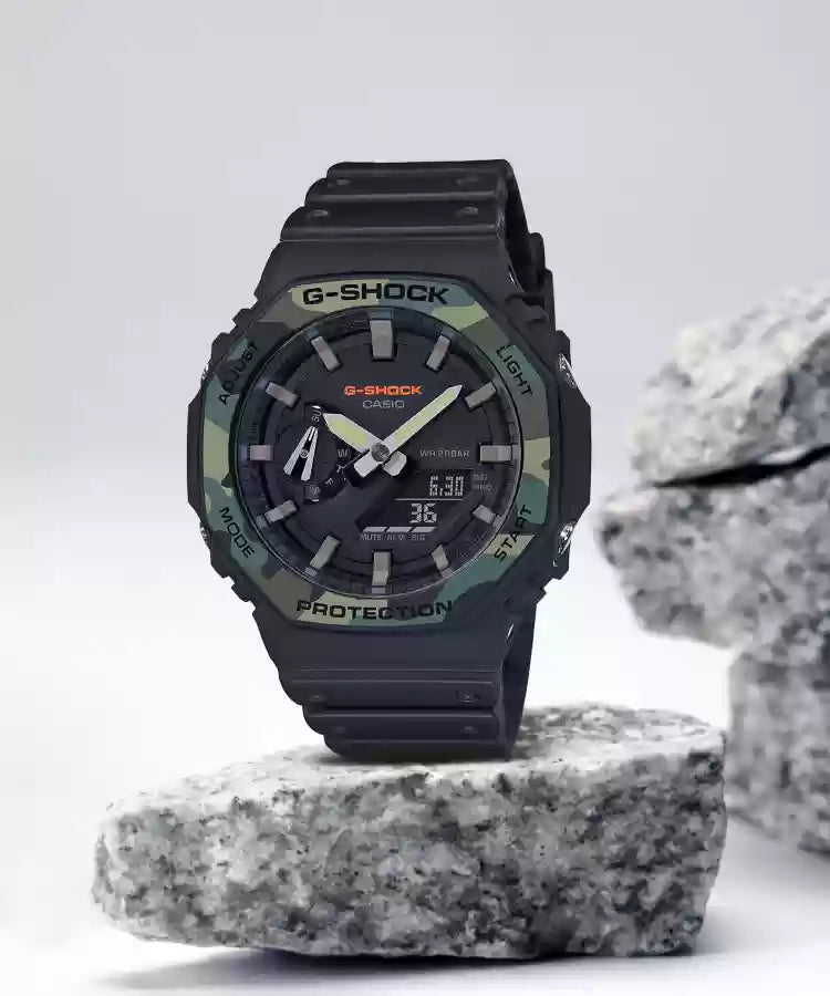 Hsg Black Silicone Strap Black Military Green Dial Water resistant Sports Men Watch 988016