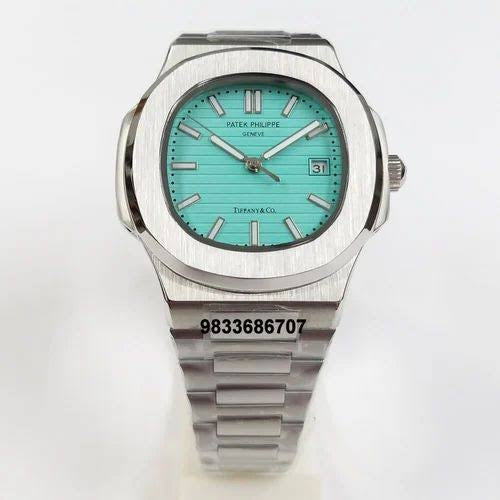 Pp Silver Chain Sky Green Dial Premium quality Men Watch 901732