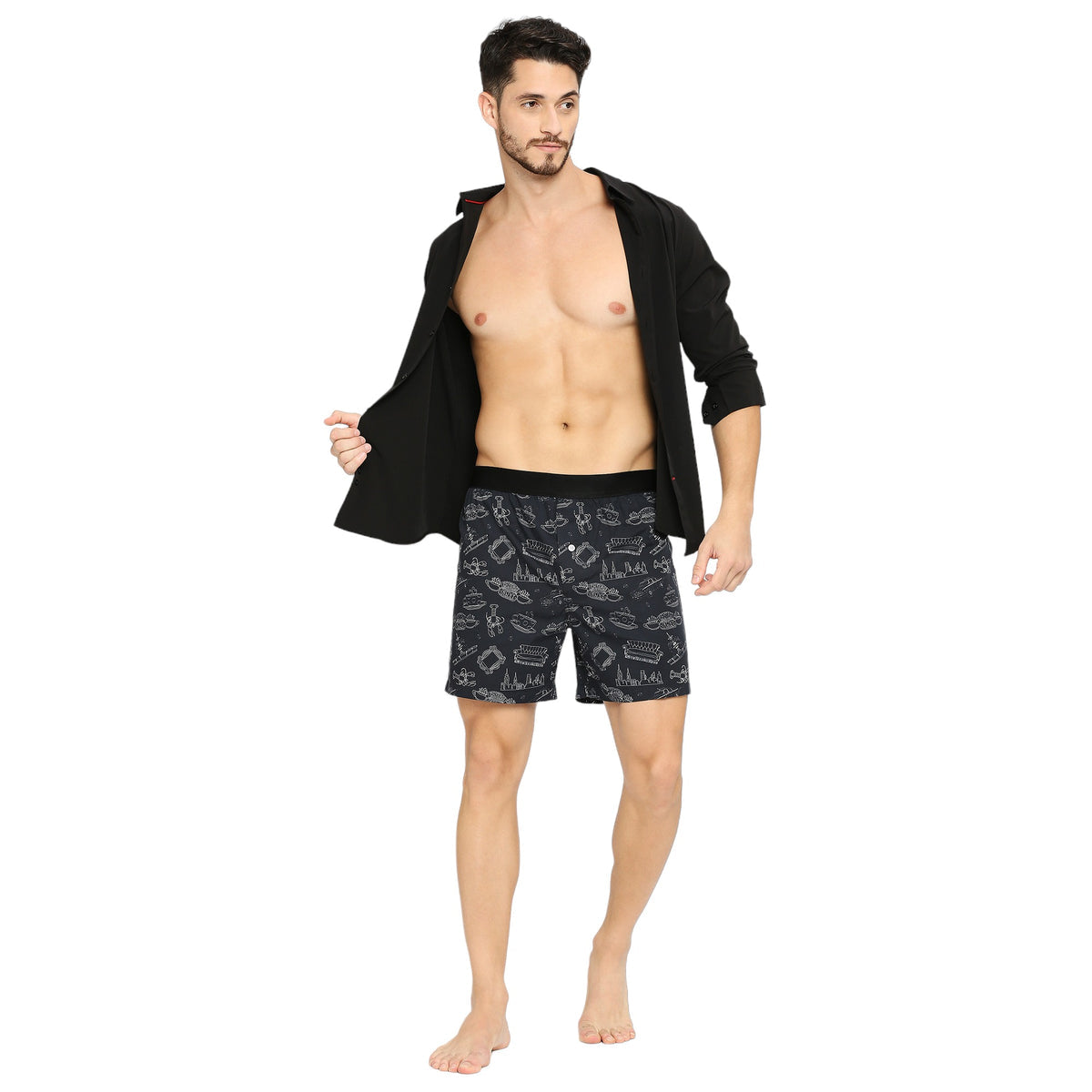 BZ INNERWEAR | FRIENDS-MEN'S BOXER | 100% COTTON | BLACK BOXER | PACK OF 1