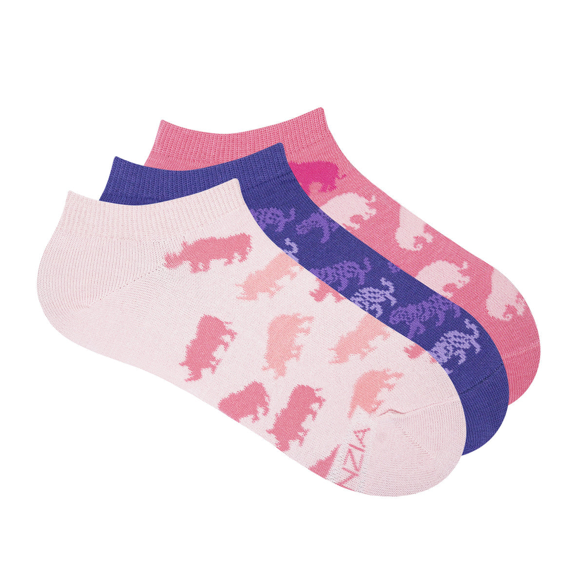 BALENZIA WOMEN'S WWF-INDIA LOWCUT SOCKS | 3-PACK | ANIMAL PRINT