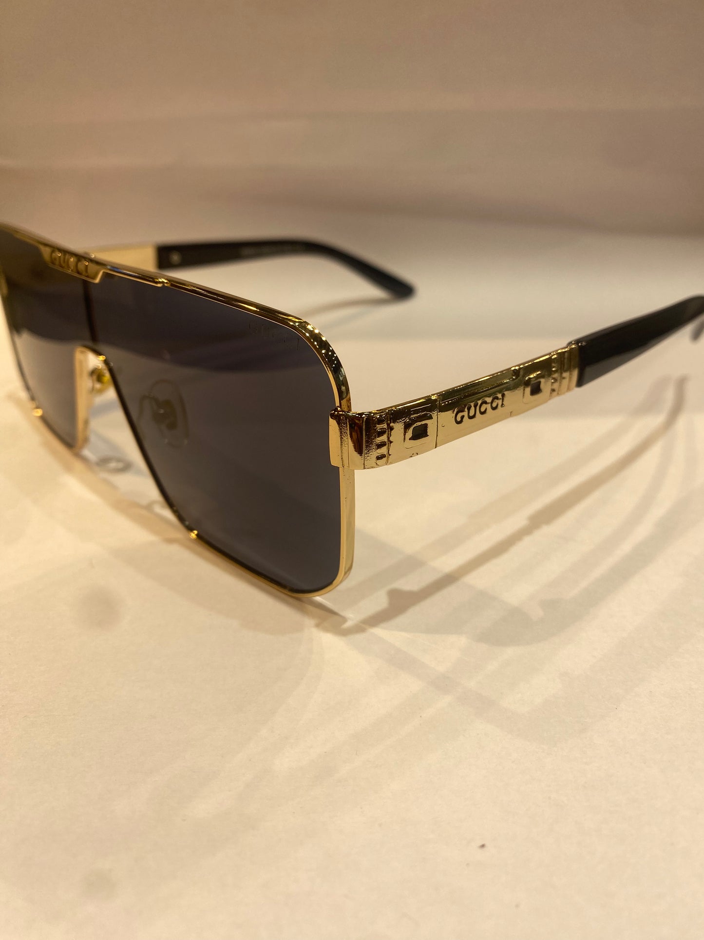 CUG GUC Gold Black Frame Black Shade Unisex Sunglass Yh132 56 17 145
