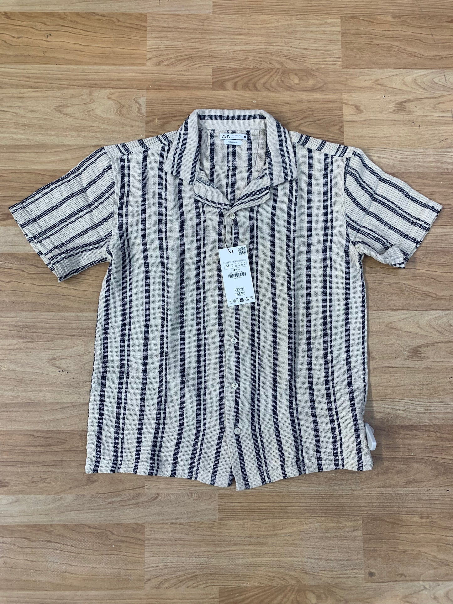 ZR RAZ Beige Colour With Line Print Half Sleeve Shirt 7142