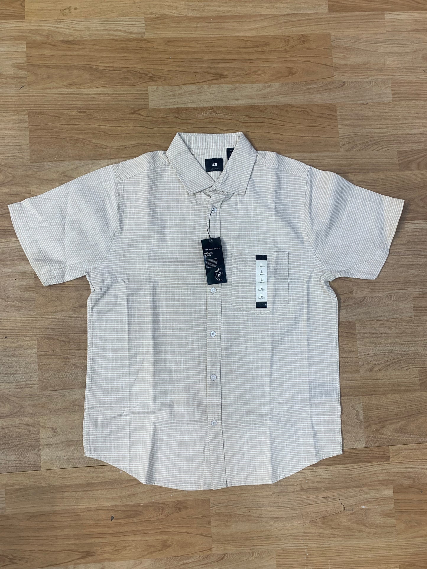 ZR RAZ Beige Colour With Line Print Half Sleeve Shirt 7143