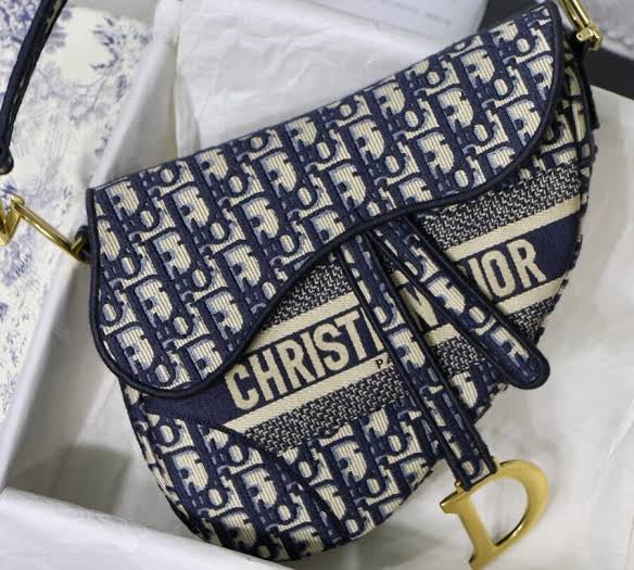 Oid Navy Colour Dd Print ladies Saddle Hand Bag 821563