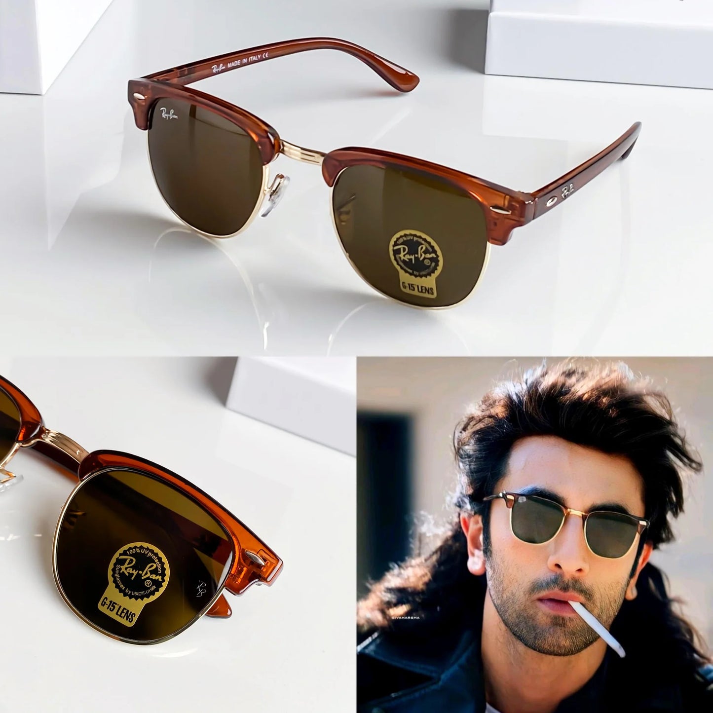 YAR RB Glossy Brown Frame Brown Shade Unisex Sunglass RB3016 W0367 51 20 3N