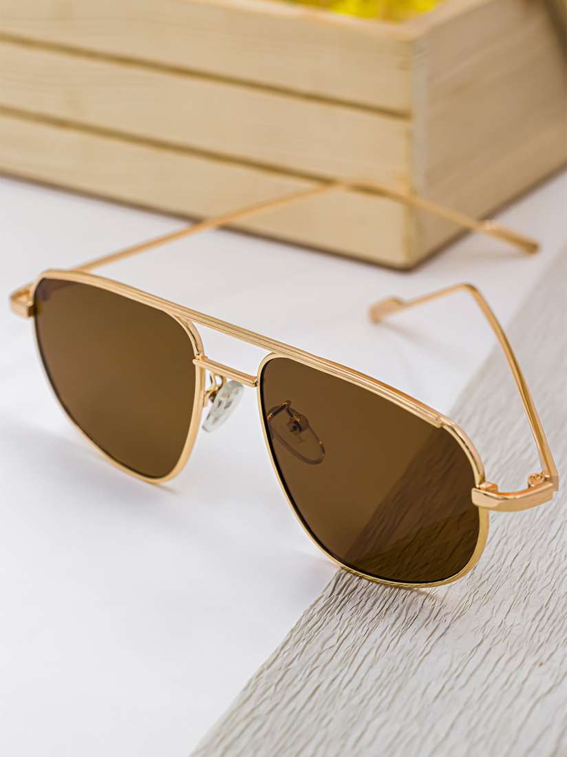 CUG Golden Frame Brown Shade Premium Quality Unisex Sunglass SUN061