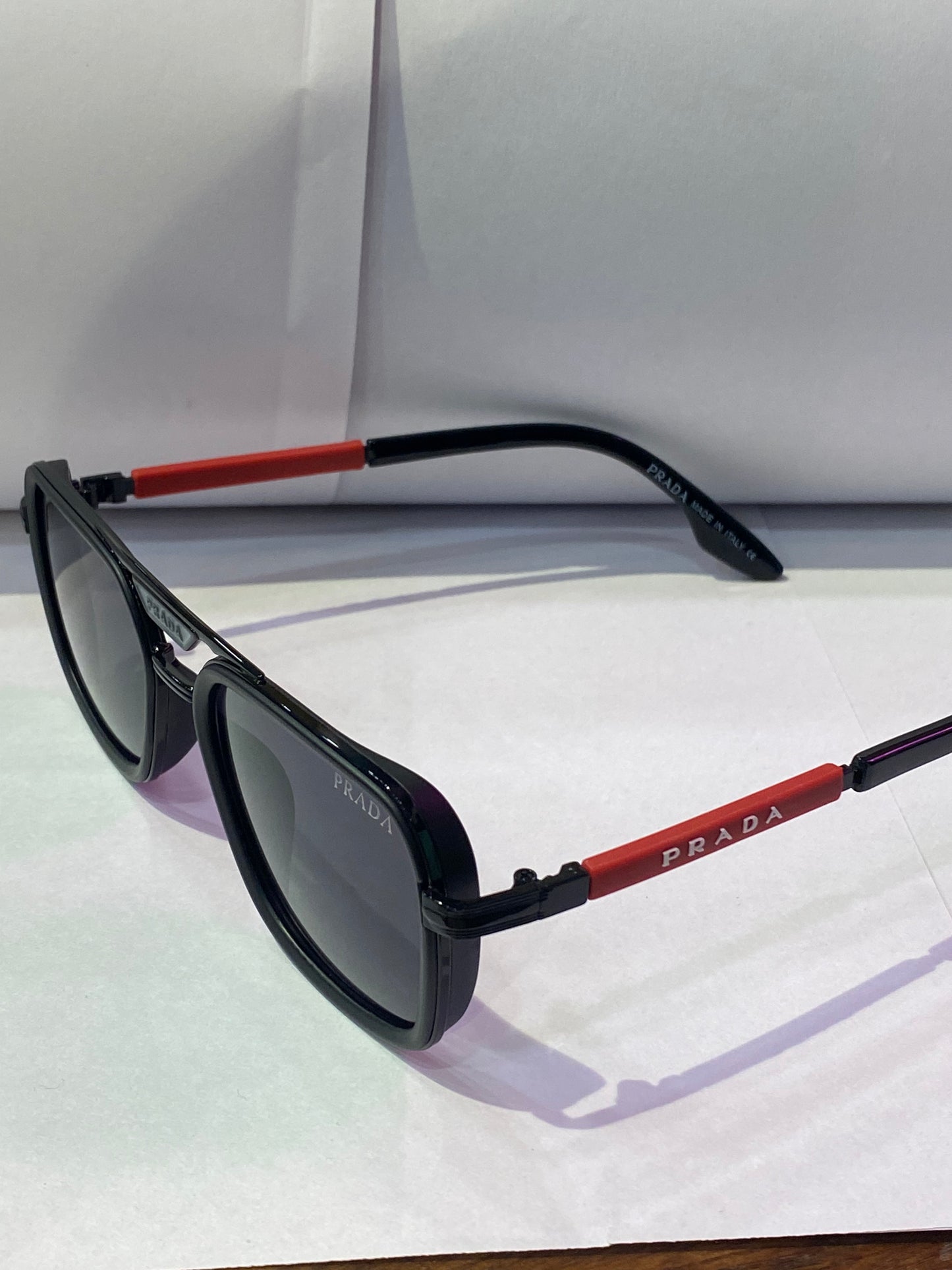 Arp Black Red Frame Black Shade Unisex Branded Sunglasses C-399 57 18 140