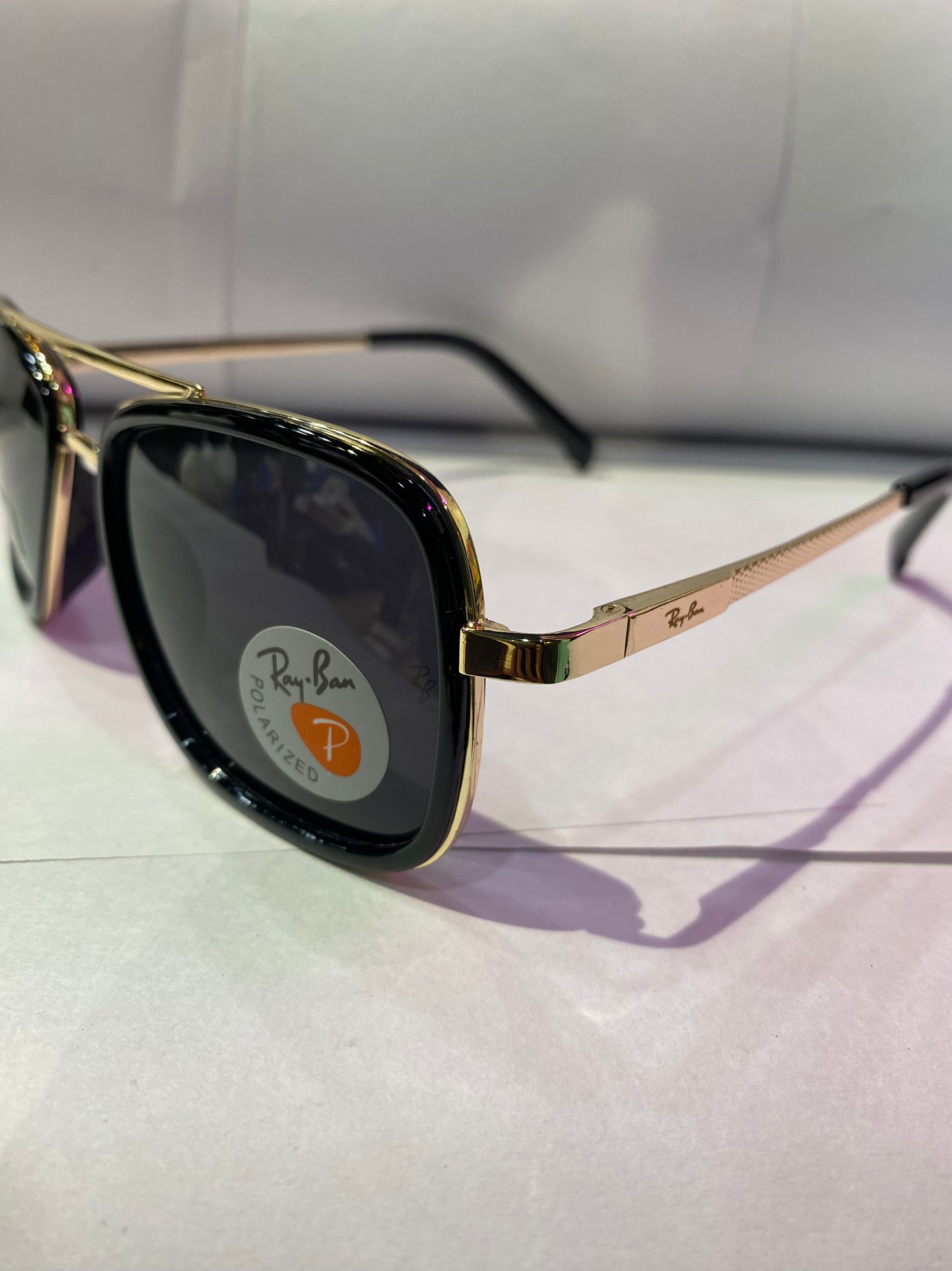 YAR Gold Black Frame Black Shade Unisex Branded Sunglasses RB4613 56 17 135
