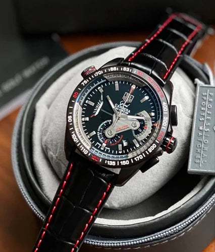 GAT Black Strap Black Dial Chrono Watch For Men 180834